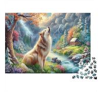 Wolf 1000Piece JigsawPuzzlesWolf Stream Meadow Howl ForAdults Challenging LargePiecePuzzles Age12+byth EducationalGame Uncover The Puzzle 38x26cm/1000pcs