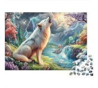 Wolf 1000Pieces JigsawPuzzlesWolf Howl Forest Stream ForAdult Colourful Brainteasing Age12+byth EducationalGame Uncover The Puzzle 70x50cm/1000pcs