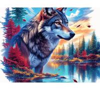 Wolf 300 Piece Complete Jigsaw Puzzle Set Dreamy Scenic Fauna Teens Beginners Educational Challenge Puzzle Fans Group Play Anniversary Fathers Thick Cardboard 300 PCS