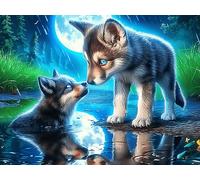 Wolf 300 Pieces Set Classic Jigsaw Puzzle Magical Cosmic Creatures Teen Fans 14-18 Yrs Logic Skill Leisure Adventure Valentines Gift Smooth Wooden Cardboard 300 PCS/40x28cm