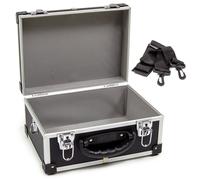Wolf 320mm Aluminium Storage Case, Black, Lockable Clasps, Foam Lined, Shoulder Strap