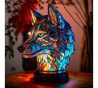 (wolf) 3d Animal Table Lamp Series Stained Glass Stained Night Light Retro Desk Lamps