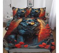 Wolf 3D Bedding Set Comforter Cover 3 PCs with Pillowcases for Adults Teenager Kids Quilt Cover Soft Duvet Cover Double (200x200cm)