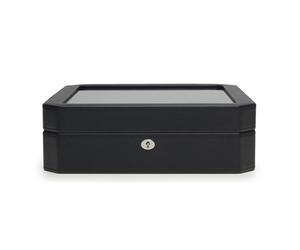 Wolf 4585029 Windsor 15 Piece Watch Storage Box With Glass Cover, Black