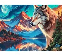 Wolf 500 Piece Count Premium Jigsaw Puzzle Magical Cosmic Creatures For Adults Teens 14+ Concentration Training Indoor Game Family Game Night Creativity Gift Giving 500 PCS/52×38cm