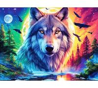 Wolf 500-piece Jigsaw Puzzle Bundle Magical Cosmic Creatures Family Puzzle Lovers Brain Training Mindful Activity Spring Paperboard Creativity & Gift Giving 500 PCS/52×38cm