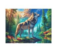 Wolf 500 Piece Jigsaw Puzzle for All Ages Radiant Whimsical Menagerie Idea Dad Hobby Smooth Edges Stress Relief Home Decor 500 PCS