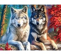 Wolf 500 Piece Premium Jigsaw Puzzle Luminous Enchanted Beasts For Men Educational Decompression Adults Anxiety Memory Care Mothers Valentines Premium Cardboard 500 PCS/52×38cm