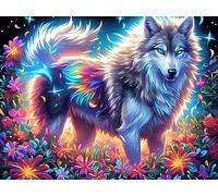 Wolf 500 Pieces Jigsaw Puzzle Luminous Enchanted Beasts For Men Educational Decompression Adults Anxiety Memory Care Mothers Valentines Premium 500 PCS/52×38cm