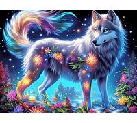 Wolf 500 Pieces Jigsaw Puzzles Luminous Enchanted Beasts For Men Educational Decompression Adults Anxiety Memory Care Mothers Valentines Premium Cardboard 500 PCS/52×38cm
