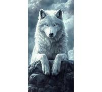 Wolf 5D Diamond Painting Kits for Kids Adults, Full Drill DIY Diamond Art, Easy to Create Craft for Beginners, Craft Gift for Friends & Family, Home Wall Decor & Stress Relief (Stone 20x40cm) R266