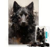 Wolf Acrylic Painting Jigsaws 1000 Pieces for Adults Memory Boost Game Professional Grade Cutting Heartwarming Gathering Activity (38x52cm)