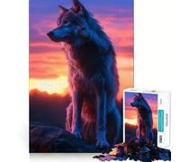 Wolf Aesthetic Sunset 1000-piece Jigsaw Puzzles Brain Fun Training Seamless Fit Precise Pieces Fascinating Hobby for Idle Moments (38x26cm)