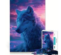 Wolf Aesthetic Sunset 1000 Piece Jigsaw Puzzles Memory Train Fun Smooth Burr Free Surface Entertaining Challenge for Spare Time (38x52cm)