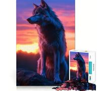 Wolf Aesthetic Sunset 1000 Piece Puzzle For Adults Problem Solving Toy Professional Grade Cutting Relaxing Indoor Group Activity (50x75cm)