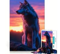 Wolf Aesthetic Sunset Jigsaw 1000 Pieces for Adults Memory Fun Game Expert Cutting Craftsmanship Relaxing Indoor Group Activity (38x52cm)