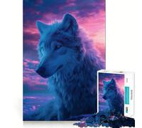 Wolf Aesthetic Sunset Jigsaw 1000 Pieces for Adults Memory Fun Game Expert Cutting Craftsmanship Relaxing Indoor Group Activity (38x26cm)