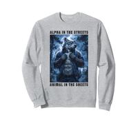 Wolf Alpha In The Streets Ripped Werewolf Cringy Alpha Wolf Sweatshirt