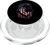 Wolf American Flag Patriotic Graphic 4th of July Wildlife PopSockets PopGrip for MagSafe