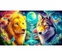 Wolf-Amid-Cherry-Blossoms Jigsaw Puzzles for Adults: 1000-Piece Recycled Cardboard Decoration 38x26cm/1000pcs