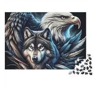Wolf and Bald Eagle 1000 Piece Jigsaw Puzzle Paper for Adults Mystical Night Scene Puzzle Game for Family Focus and Relaxation Home Decor Gift 70x50cm/1000pcs