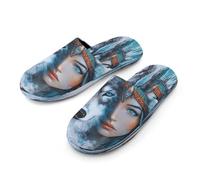 Wolf And Beauty Indian Men's Cotton Slippers Memory Foam Comfort House Shoes Winter Indoor Slipper for Hotel Casa Spa