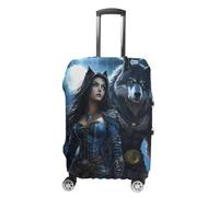 Wolf and Beauty Suitcase Cover Travel Luggage Protector Elastic Washable Baggage Covers Fits 19-32 Inch