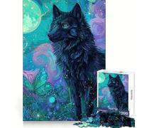 Wolf And Butterflies Moonlight Jigsaw Puzzles 1000 Pieces Think Training Quiet Recreation Defined Edges Heartfelt Gift (38x26cm)