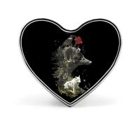 Wolf And Crow Heart Metal Brooches 1 Inch Decorative Badges Exquisite Decorations Pins for Clothing