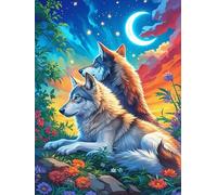 Wolf And Cub Under The Northern Lights 500 Piece Jigsaw Puzzle for All Ages Wildlife Pet Jigsaw Evening Relaxation Routine Vibrant Puzzle Stress Relief Home Decor 500 PCS