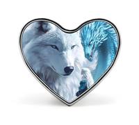 Wolf And Dragon Heart Metal Badge Printed Brooches Cute Button Decorations Pins for Backpack Clothing