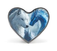 Wolf And Dragon Heart Metal Brooches 1 Inch Decorative Badges Exquisite Decorations Pins for Clothing