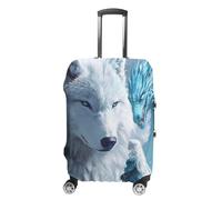 Wolf and Dragon Printed Luggage Cover Washable Suitcase Protector Fits 19-32 Inch Funny Travel Accessories