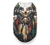 Wolf And Dreamcatcher1 Breathable Dog Shirts Clothes Printed Sleeveless Vest Soft Summer Tank Top for Small Medium Large Pet