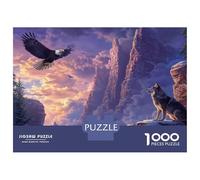 Wolf and Eagle Landscape 1000 Piece Jigsaw Puzzle Paper for Adults Dusk Valley Scene Puzzle Game for Family Relaxation Focus Gift 38x26cm/1000pcs