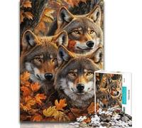 Wolf And Fallen Leaves Jigsaw Puzzles for Adults 1000 Piece Puzzle,for Educational Game Challenge Toy for Is Ideal As A Gift for The Whole Family (75x50cm)