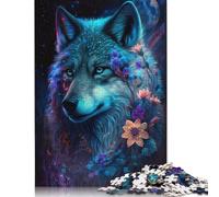 Wolf And Flowers Puzzle Brain Teaser 100% Recycled Cardboard Jigsaw Puzzle for Kids And Adults Age 12 Years Up 1000pcs (75x50cm)