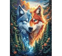 Wolf And Fox in Garden 1000 Pieces Jigsaw Puzzles Wild Animals Fantasy Fairy Tale For Men Educational Decompression Adults Anxiety Memory Care Mothers Valentines Premium Cardboard 1000 PCS