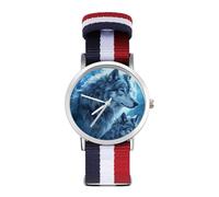 Wolf and Full Moon Quartz Watches Without Scale Wrist Watch with Adjustable Strap for Men Women