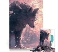 Wolf And Girl in Forest Jigsaw Puzzles1000 Pieces Cognitive Boost Fun Burr Free Clean Cut Pieces Holiday Indoor Entertainment Toy (38x26cm)