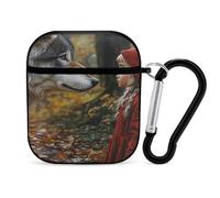 Wolf And Girl Stylish Printed Bluetooth Headset Protective Cover Compatible with AirPods 1/2 with Buckle