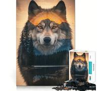 Wolf And Landscape Double Exposure 1000 Piece Puzzle For Teenagers Mind Skill Play Laser Cut for Flawless Fit Relaxing Indoor Group Activity (50x75cm)
