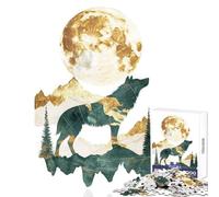 Wolf And Moon Mountain Jigsaw Puzzles 1000 Pieces for Teenagers Boost Memory And Cognitive Function Calm Peaceful Leisure Activity (50X75cm)