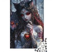 Wolf and Mysterious Woman 1000 Piece Jigsaw Puzzle Paper for Adults Fairy Tale Art Relaxation Home Decor 38x26cm/1000pcs