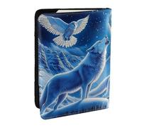 Wolf and Owl Moonlight Snow Mountain Printed Passport Holder,Travel Pu Leather Passport Cover Case Organiser for Men Women,6.5 Inch