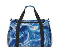 Wolf and Owl Moonlight Snow Mountain Waterproof Weekender Bags Duffel Bag Large Carry On Hand Luggage Bags Foldable Tote Bag for Travel Sports Gym Dance