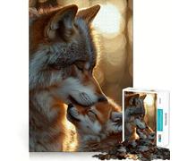 Wolf And Pup 1000 Piece Jigsaws for Adults Think Training Play Tight Lock No Loose Pieces Unique Gift for Stress Relief (38x52cm)