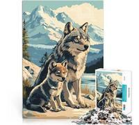Wolf and Pup in Mountain Landscapepuzzles for teenagers 1000 pieces Analysis and logic is ideal as gifts for the whole family 38x26cm
