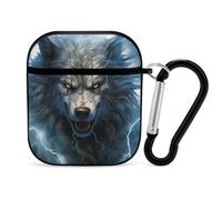 Wolf And Thunder Cute Earbuds Case Compatible with Airpods 1/2 Wireless Headphones Cover with Carabiner
