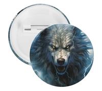 Wolf And Thunder Cute Tinplate Brooches for Women Men Button Pins Round Badge for Bag Hat